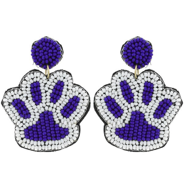 Blue Paw Print Earring