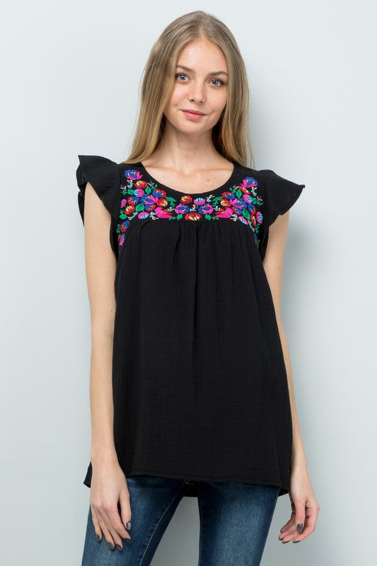 Floral Embroidery Top