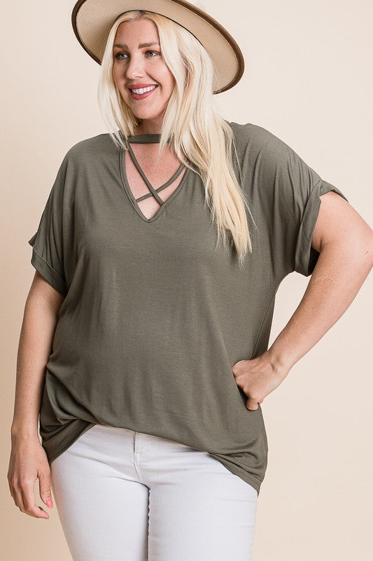 Strappy Tee-Olive