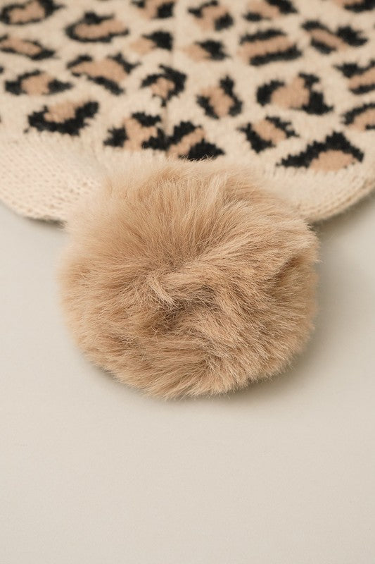 Leopard Pom Beanie