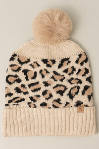 Leopard Pom Beanie