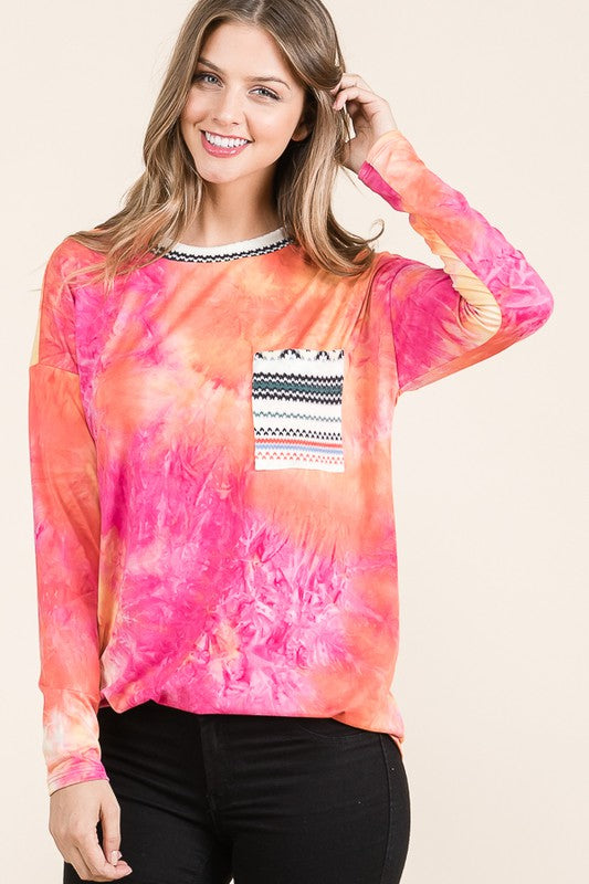 Tie Dye Pocket L/S Top